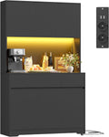 FirFurd Keukenkast met werkblad en led, buffetkast, hoge kast met stekkerdoos en verstelbare planken, dressoir voor keuken, woonkamer, eetkamer