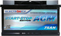 Electronicx AGM Autobatterij 75Ah 12V, onderhoudsvrij, verzegeld, trilbestendig, geschikt voor start-stopsysteem, krachtige startaccu 750A EN
