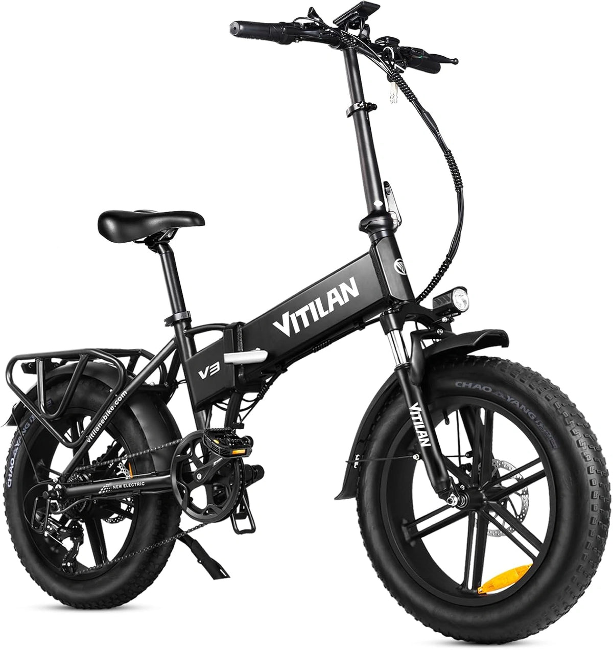 Opvouwbare elektrische fiets voor volwassenen, elektrische fiets met 48V 13Ah verwijderbare accu, 20'×4,0' dikke banden 7 versnellingen ebike