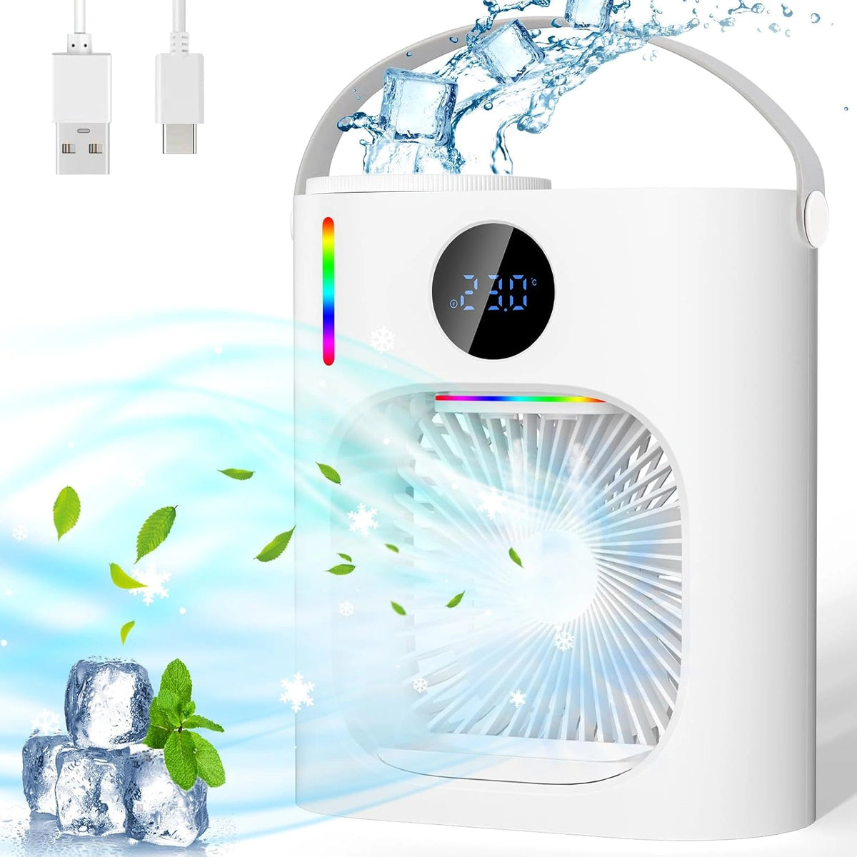 Mobiele airconditioning, 4-in-1 mobiele airconditioning, mobiel met koelnevel, 900 ml, draagbare mobiele airconditioner, mini-luchtkoeler