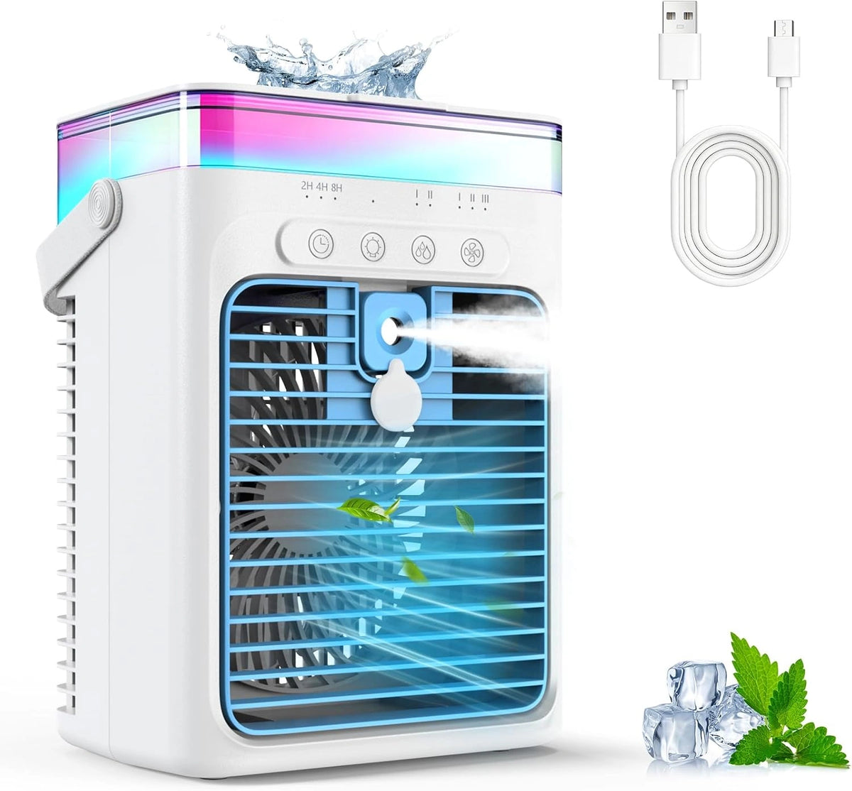 Draagbare airconditioner, 3-in-1 verdampingskoeler met 3 snelheden en 2 nevelmodi, 1000 ml mini-airconditioning