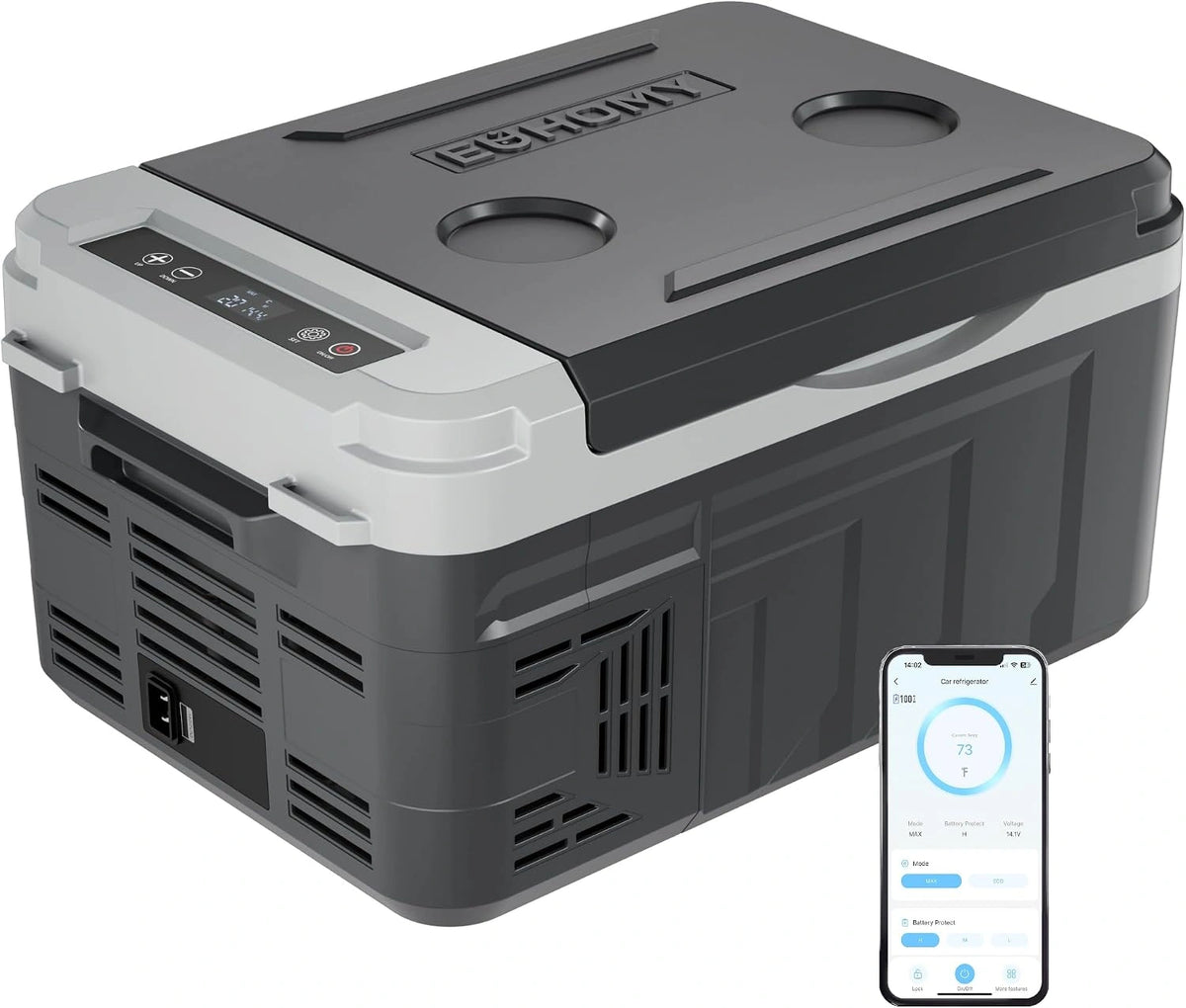EUHOMY Draagbare koelbox voor compressor 10 l (-20 °C ~ 20 °C), DC 12/24 V AC 230 V draagbare compressor met app-bediening, 15 minuten snelle koeling