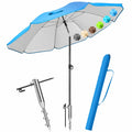 4smile Strandsonnenschirm Set, 3-in-1, Ø 200 cm, windbeständig, inklusive Schutzhülle & Bodenhülse, UV-Schutz 50+, Blau