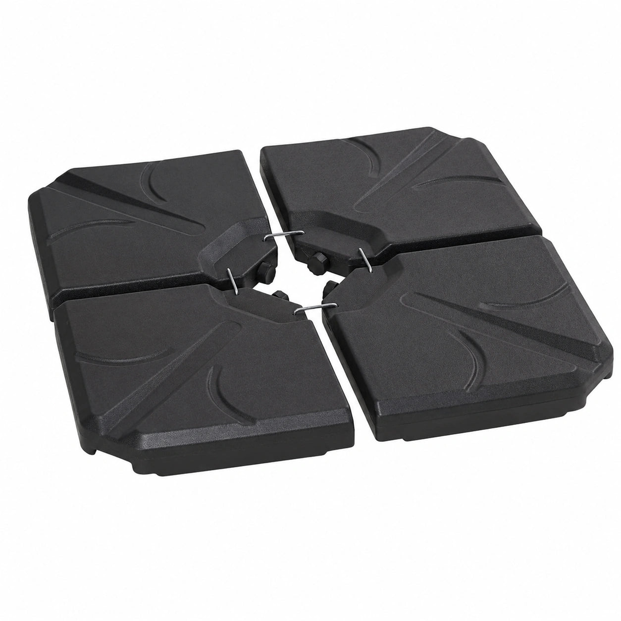 Outsunny Schirmständer Set, 4-teilig, Füllbar mit Sand oder Wasser, Schirmgewicht bis 18 kg, Passend für Ampelschirme, HDPE, Schwarz