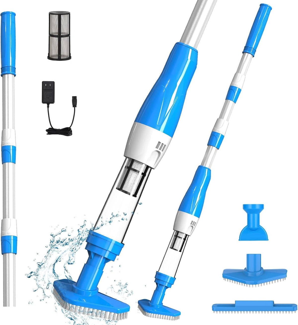 Zwembadstofzuiger, accu, handstofzuiger, zwembadstofzuiger, blauw