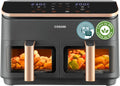 COSORI CAF-R903 CAF-R903 Dubbele luchtfriteuse, digitaal, 8,5 l, grote capaciteit, 8-in-1 functie, 35-230 °C, venster, met online recepten, zwart