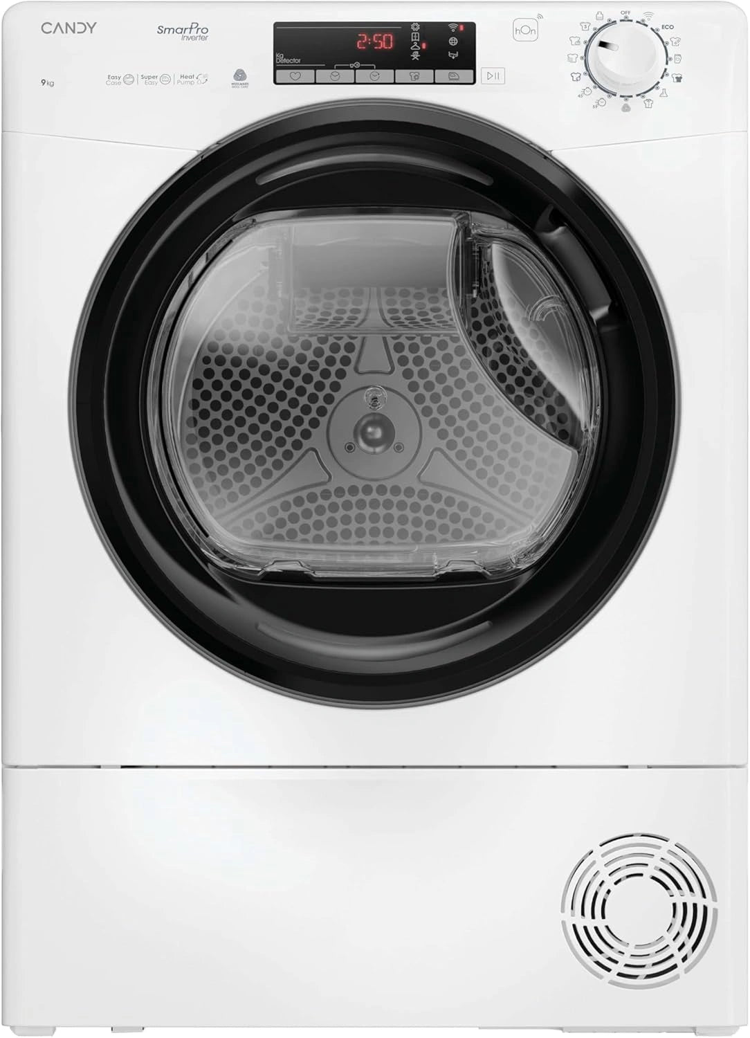 Candy Smart Pro Inverter CRO EH9N4TBE-S, wasdroger 9 kg, warmtepomp, Smart Touch-paneel, wifi, app, 14 cycli, 3 snelle, gecertificeerde woldroging
