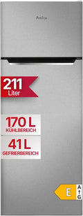 Amica Koel-vriescombinatie 211 L 144x54x55 cm DT 374 160 E, zilver