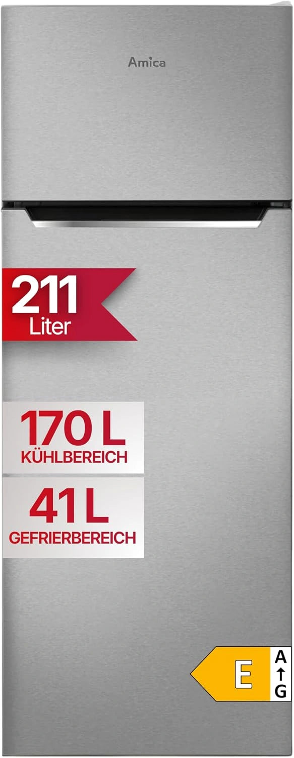 Amica Koel-vriescombinatie 211 L 144x54x55 cm DT 374 160 E, zilver