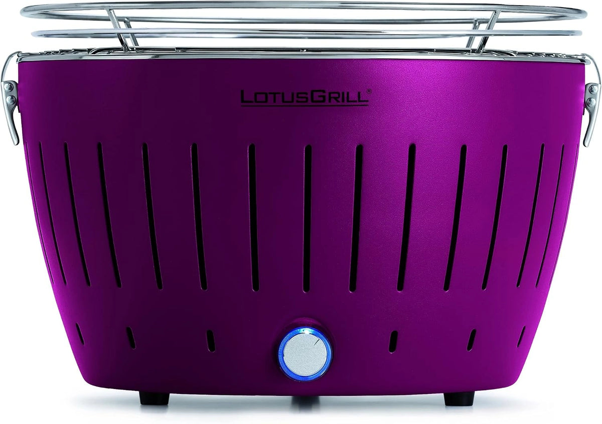 LotusGrill Classic pruimenpaars G340 houtskoolgrill/tafelgrill met USB-aansluiting, zwart