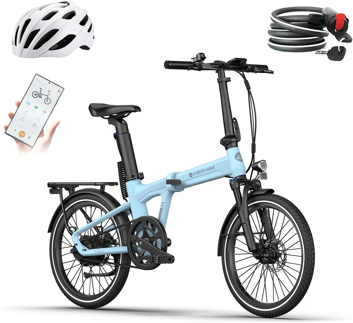 A Dece Oasis ADO Air 20S opvouwbare e-bike, 20 inch elektrische fiets, ultra licht gewicht 18,5 kg elektrische fiets