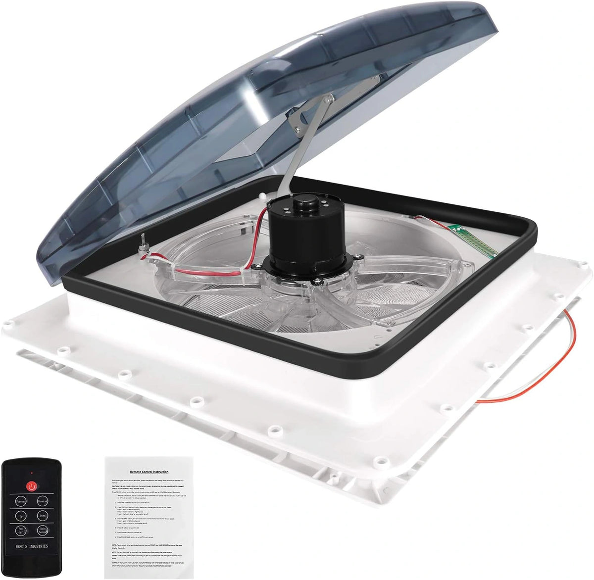 Ventilatie voor camper 40 * 40 cm RV-dakventilator 12V RV-dakventilator met 3 standen instelbare windsnelheid