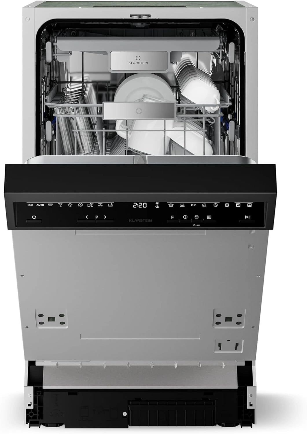 Klarstein Velaire Vaatwasser, 45 cm, semi-geïntegreerd, 10 plaatsen, 9 programma's, 42 dB, B energieklasse, AquaStop, kinderbeveiliging