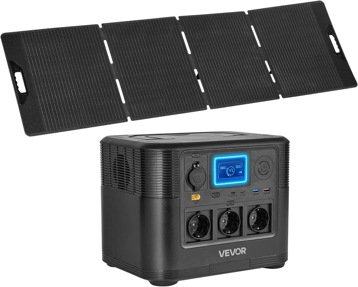 VEVOE Draagbaar powerstation 1800 W 1008 Wh zonne-generator met 200 W, zwart