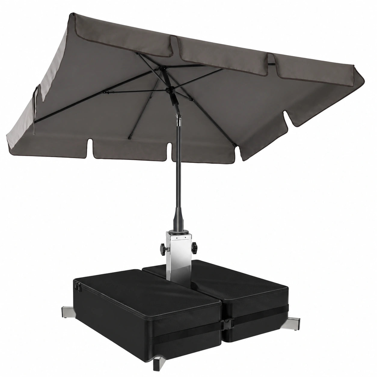 4smile Balkon-Sonnenschirm Set, rechteckig 200 x 125 cm mit Ständer und Hülle, knickbar und höhenverstellbar, Farbe Taupe