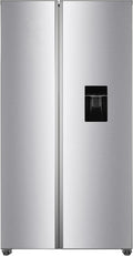 PKM SBS444EIXWD, dubbeldeurs koel-vriescombinatie, 439 l, 2-deurs met waterdispenser, inox design