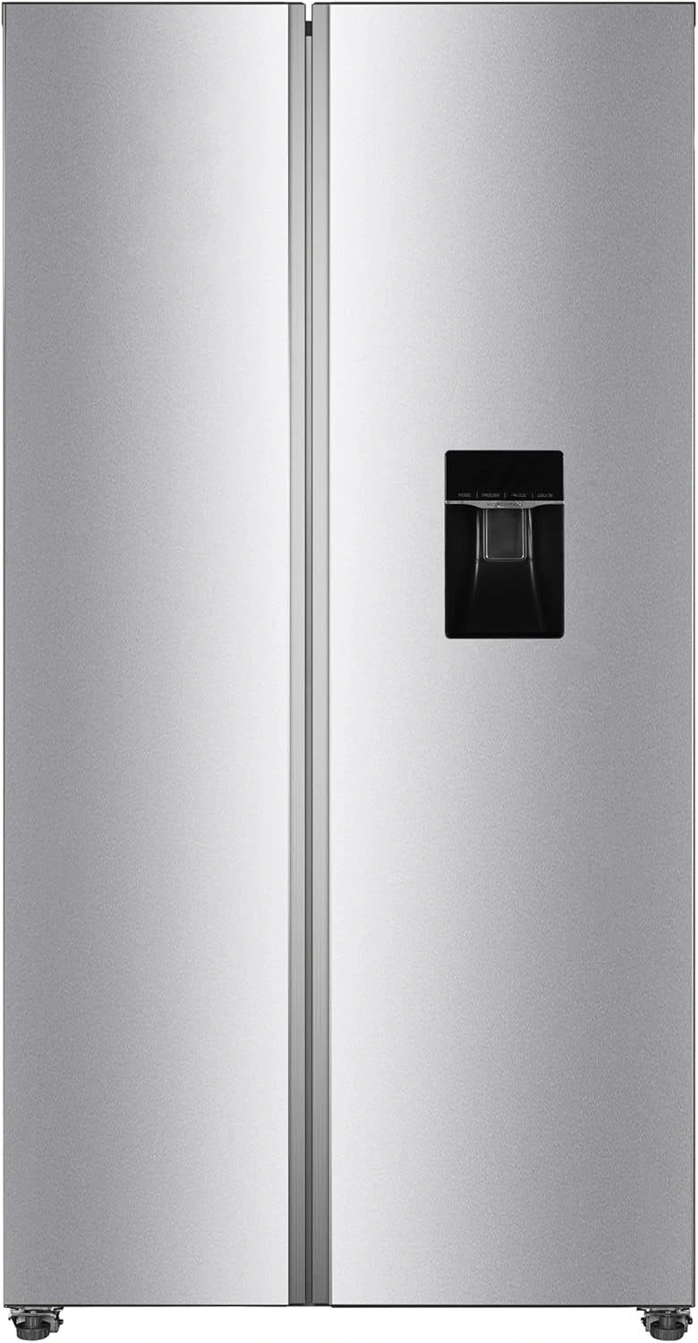 PKM SBS444EIXWD, dubbeldeurs koel-vriescombinatie, 439 l, 2-deurs met waterdispenser, inox design