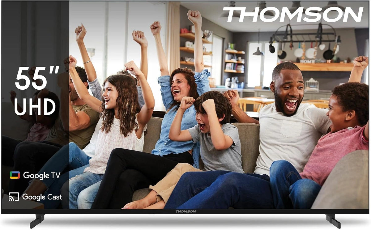 THOMSON 55 Inch (139cm) 4K Ultra HD Smart Google TV, Wi-Fi, Dolby Audio, HDR10, Bluetooth 5.1, Triple-Tuner (Kabel/Satelliet/Antenne), HDMI, CI+