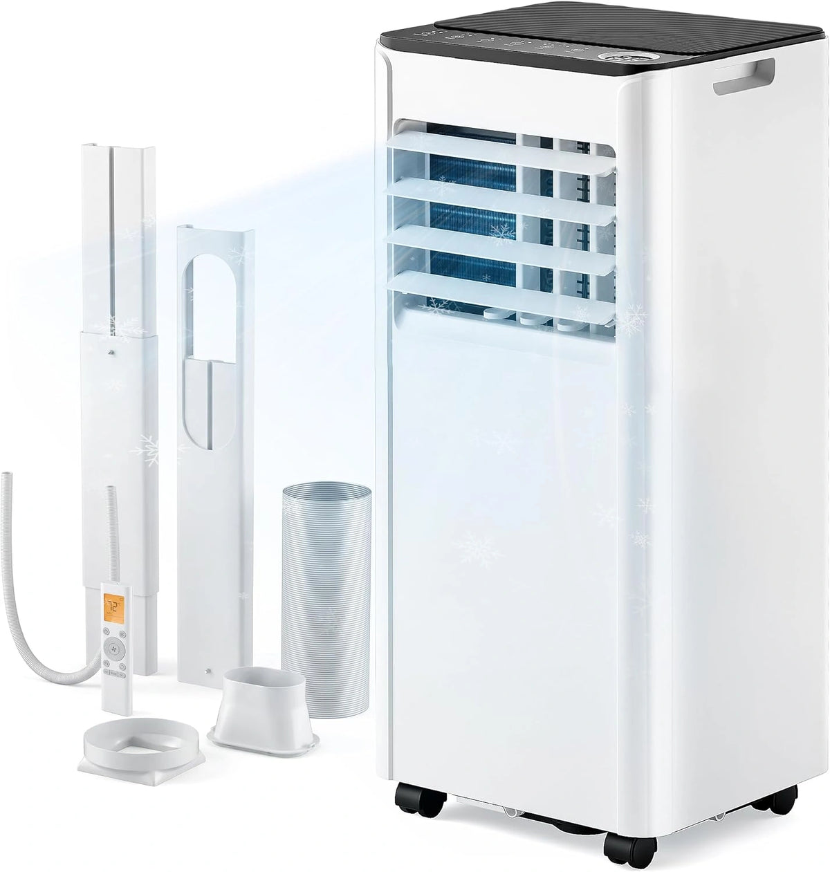 EUHOMY Draagbare airconditioning, 10.000 BTU, draagbare 4-in-1 AC-eenheid tot 450 vierkante voet, 4 klimaatmodi met koeling, ventilator