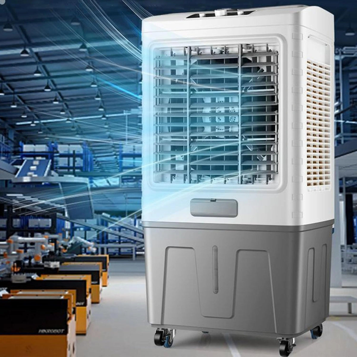 Draagbare airconditioning, persoonlijke luchtkoeler met waternevelsproeifunctie, 120° oscillerende ventilator met 3 snelheden, 7 ledlampen