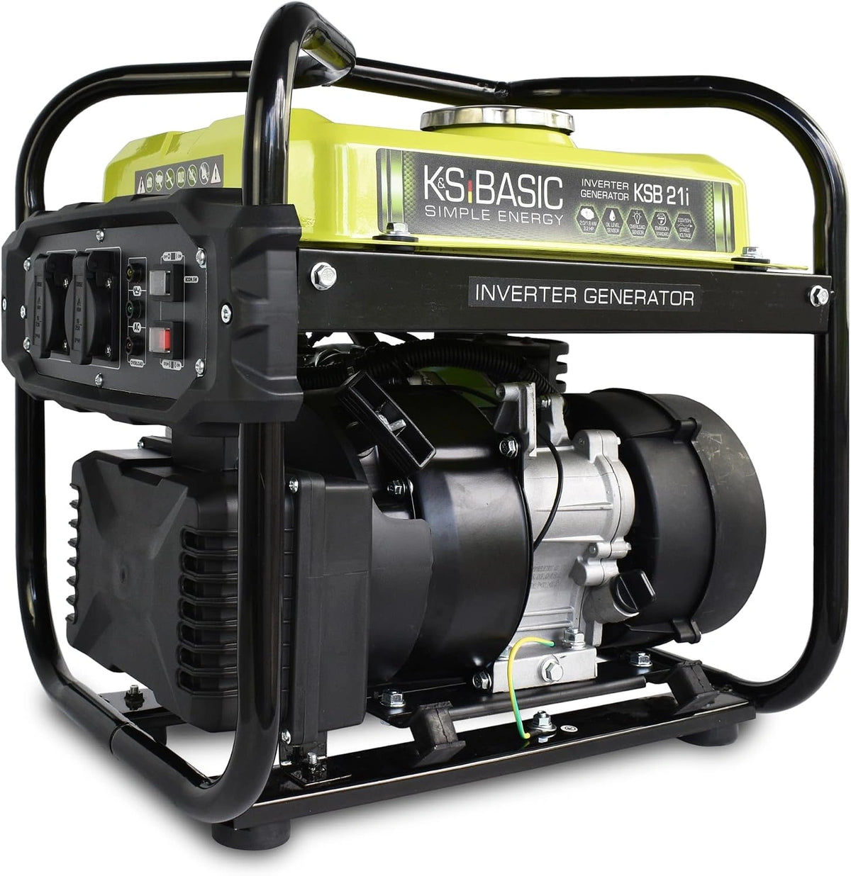 K&S Basic KSB 21i, 4-takt benzine-stroomgenerator, invertergenerator 2,9 pk met automatische spanningsregelaar, olietekort beveiliging