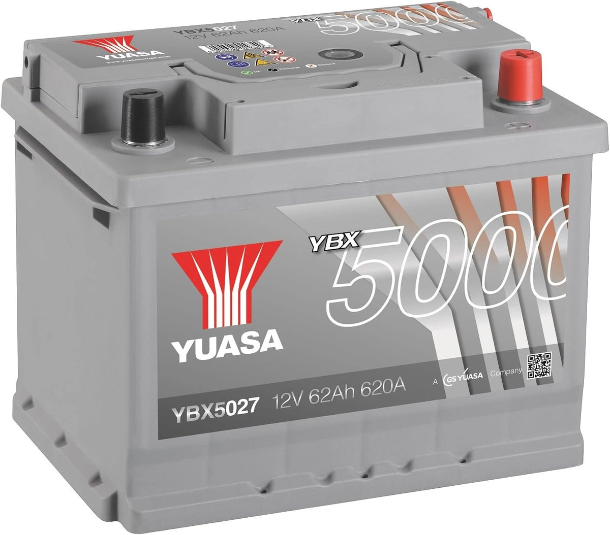 Yuasa SMF YBX5027 Autobatterie 12V 62Ah T1 Zellanlegung 0, zilver
