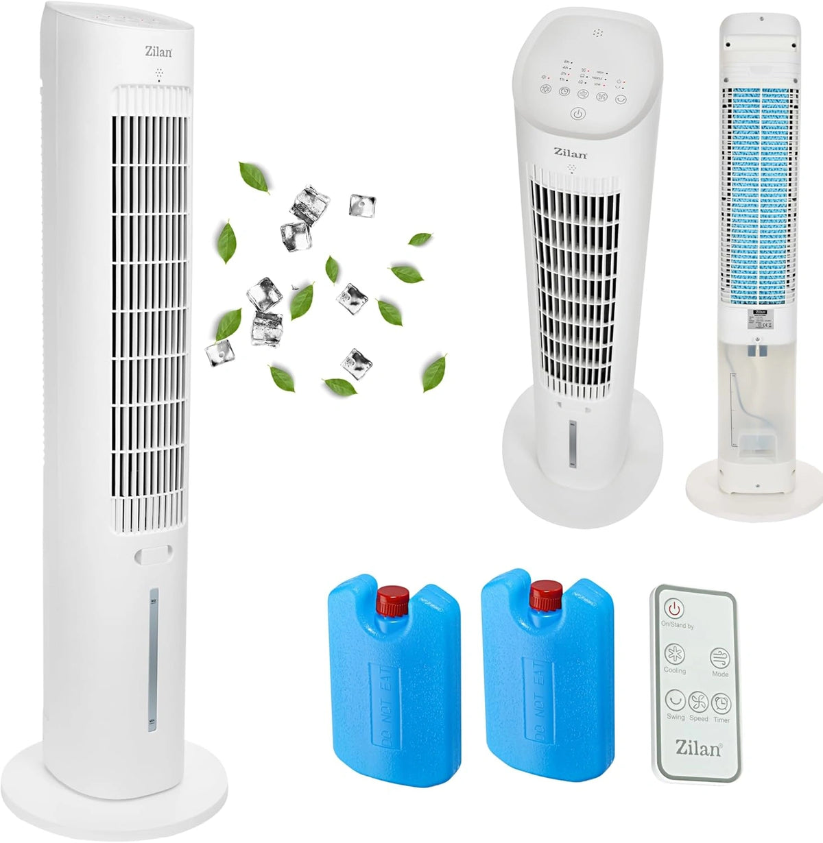 Staande ventilator, 3-in-1, staande ventilator met waterkoeling, zeer stil, mobiele airconditioning, zonder slang, luchtreiniger, 12-uurs timer