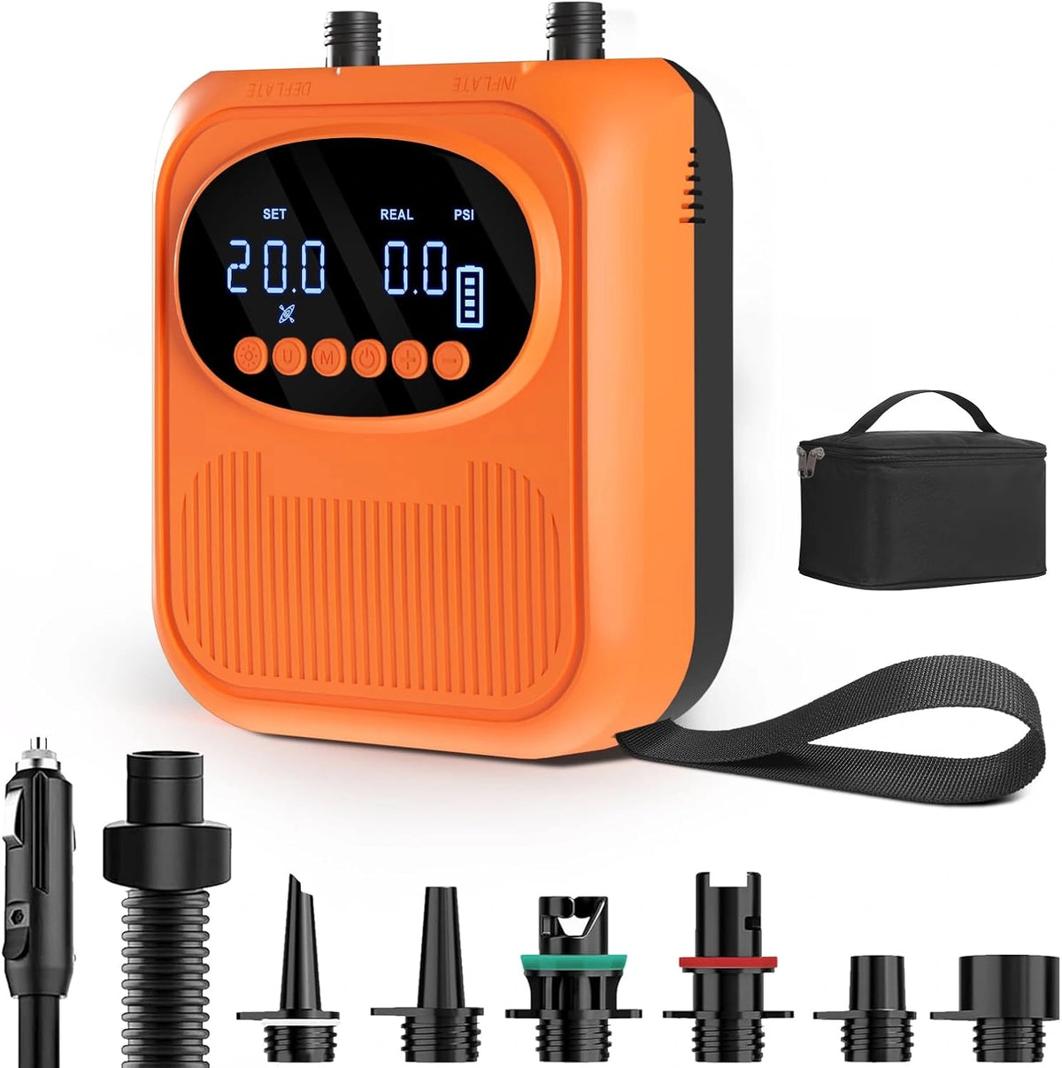 Mojimdo Elektrische SUP Pomp 20PSI met Licht, 13500mAh Oplaadbaar, 5 Standen + Aangepaste Modus, Dubbele Snelheid