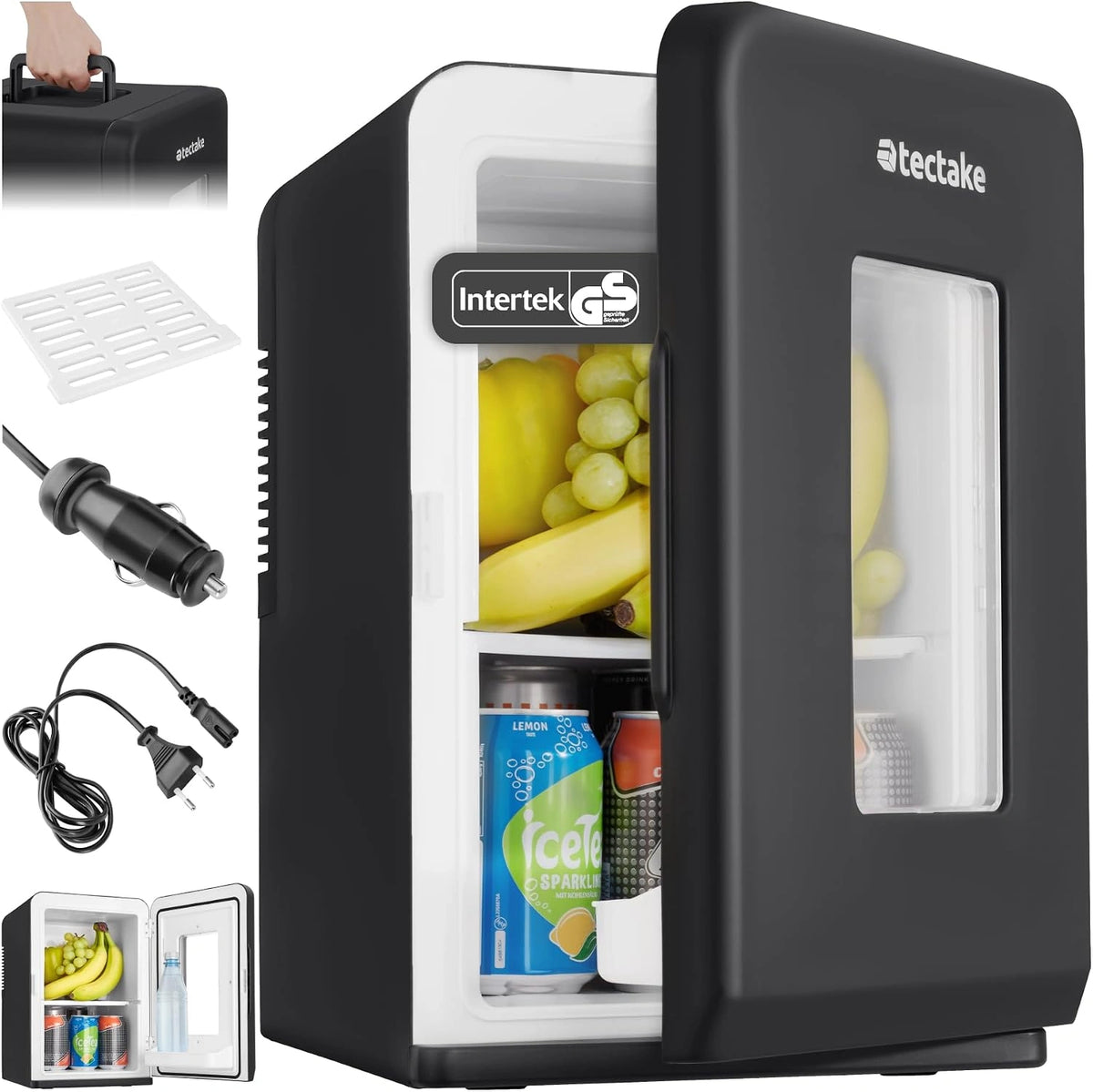Tectake® Mini-Autokoelkast, Draagbare minibar 14 liter, 2-in-1-functie: koelen en verwarmen, Ideale elektrische koeler voor dranken