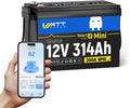 WattCycle 12V 314Ah LiFePO4 Accu, 4019Wh, Bluetooth,200A BMS, IP65, Compact, zwart