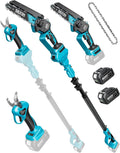 SEESII 4-in-1 snoeischaar accu, elektrische kettingzaag voor tuin, zilver