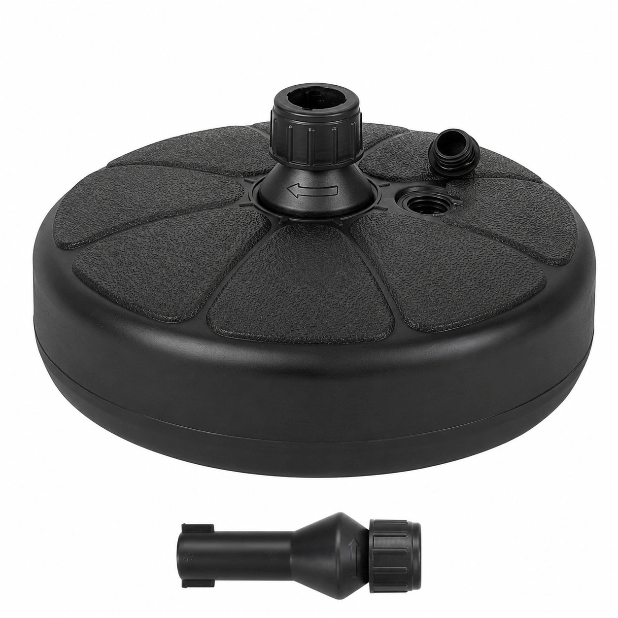 Befüllbarer Sonnenschirmständer 9,5L Wasser/15kg Sand, für 38mm Stangen, mit Griff, ideal für Garten und Strand