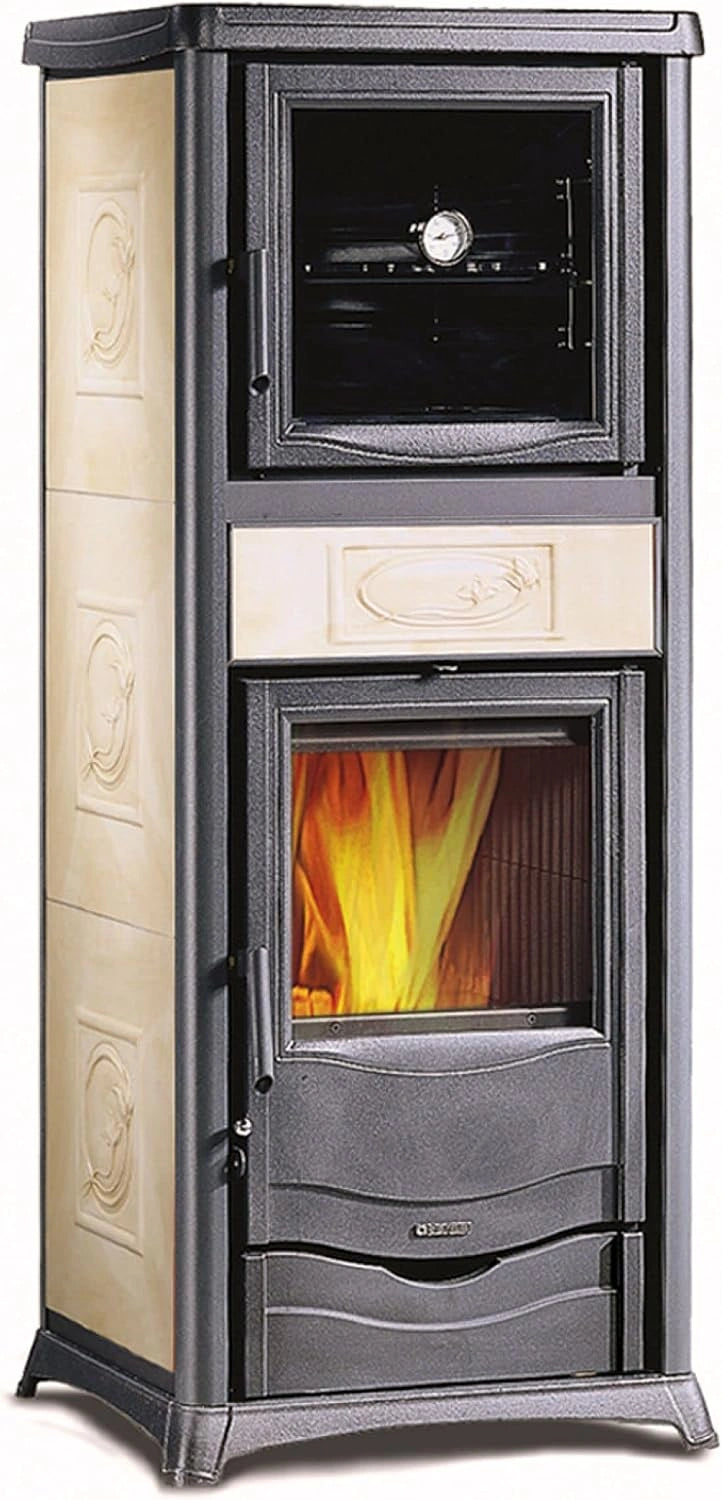 Houtkachel Nordica Rossella Plus oven EVO Liberty Perkament 7112384, grijs