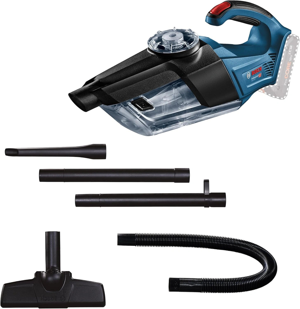 Bosch Professional 18V System accuhandstofzuiger GAS 18V-1 met afzuigbuis, spleetzuigmond, tapijtzuigmond, reservoirinhoud 1 liter