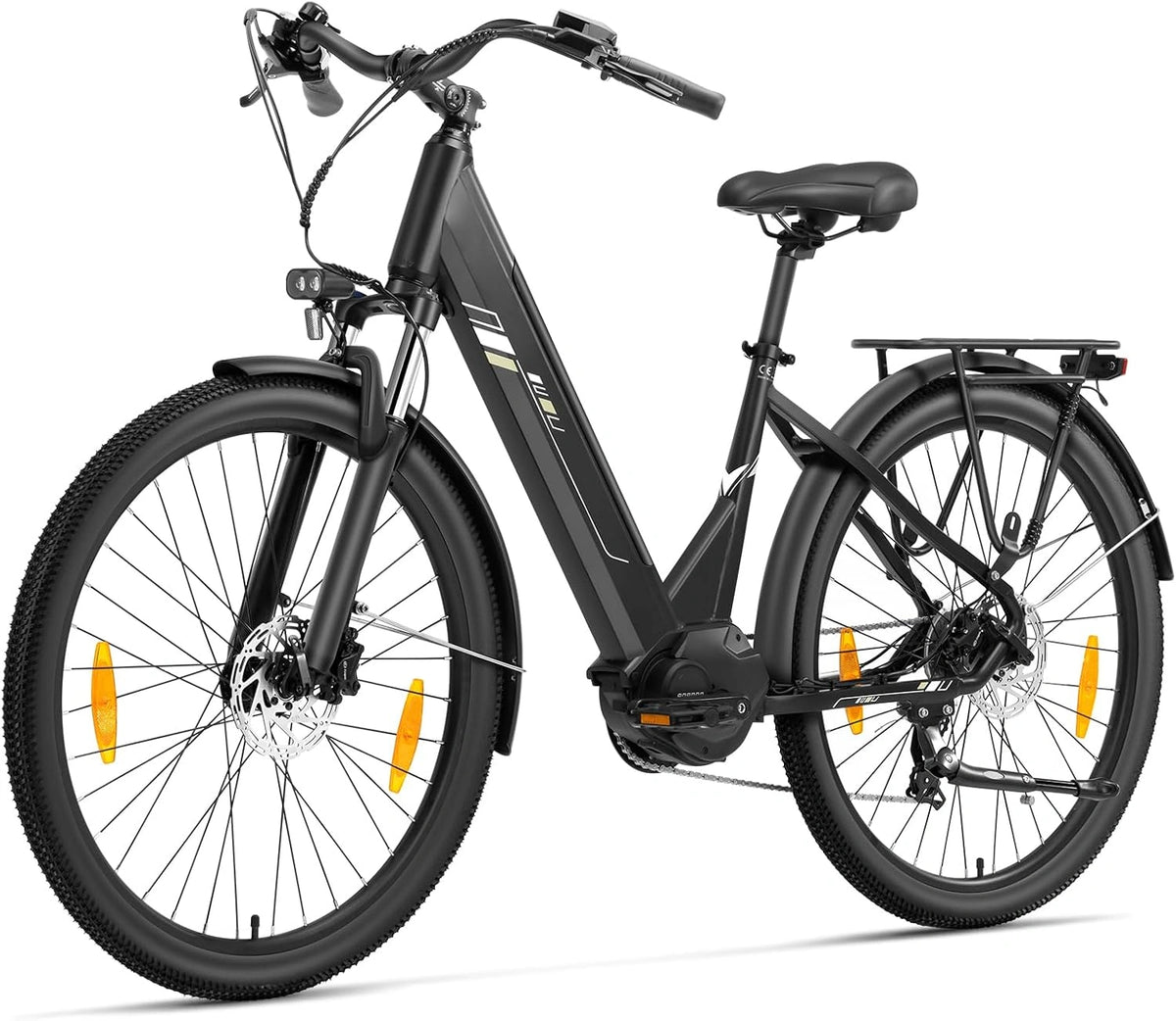 Touroll Urbano 3 Elektrische fiets voor volwassenen, centrale motor, 250 W, 70 Nm, hydraulische schijfremmen, afneembare accu, 120 km autonomie
