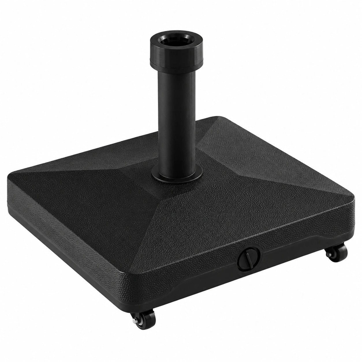 GOPLUS Rollbarer Sonnenschirmständer, Quadratische Halterung für Stangen 32/48mm, Befüllbare Basis mit 4 Rollen