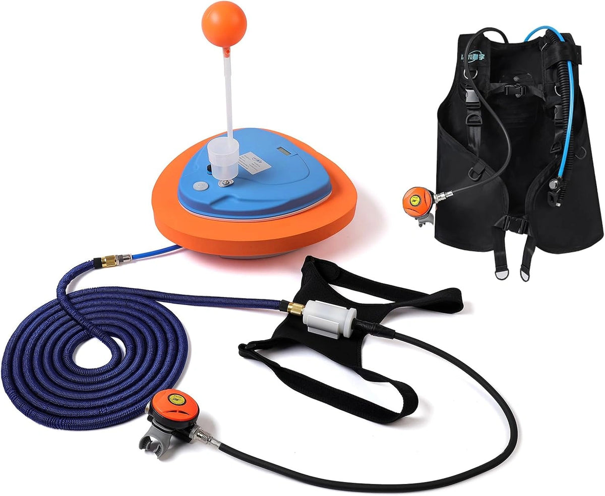 TUDIVING, Draagbare duikventilator met BCD-systeem, oplaadbaar duikwaterpijpsysteem, ondersteuning voor 3,5 uur/5,5 uur tankloos duiksysteem, zwart
