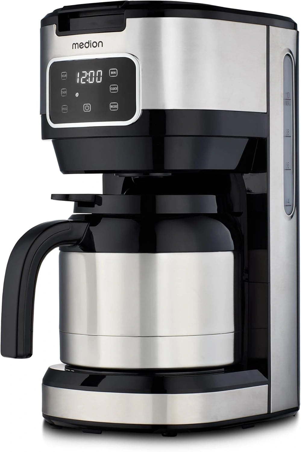 MEDION koffiezetapparaat met thermoskan en timer (filterapparaat, 10 kopjes, 1,25 liter, 900 watt, timer, antilekfunctie, scherm