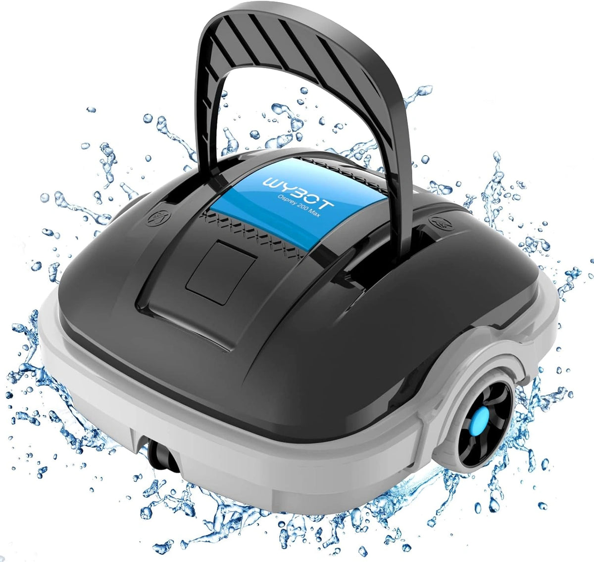 Wybot batterij-zwembadrobot, 100 minuten autonome zwembadstofzuiger, automatisch parkeren, twee waterinlaten