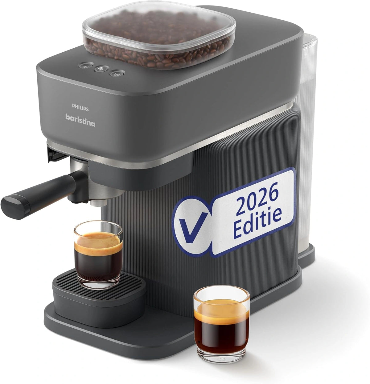 Philips Baristina Espressomachine, Automatisch Malen, Tampen & Zetten, 16 Bar, Espresso, Lungo, Compact Formaat, Zwart met Zwarte Portafilter