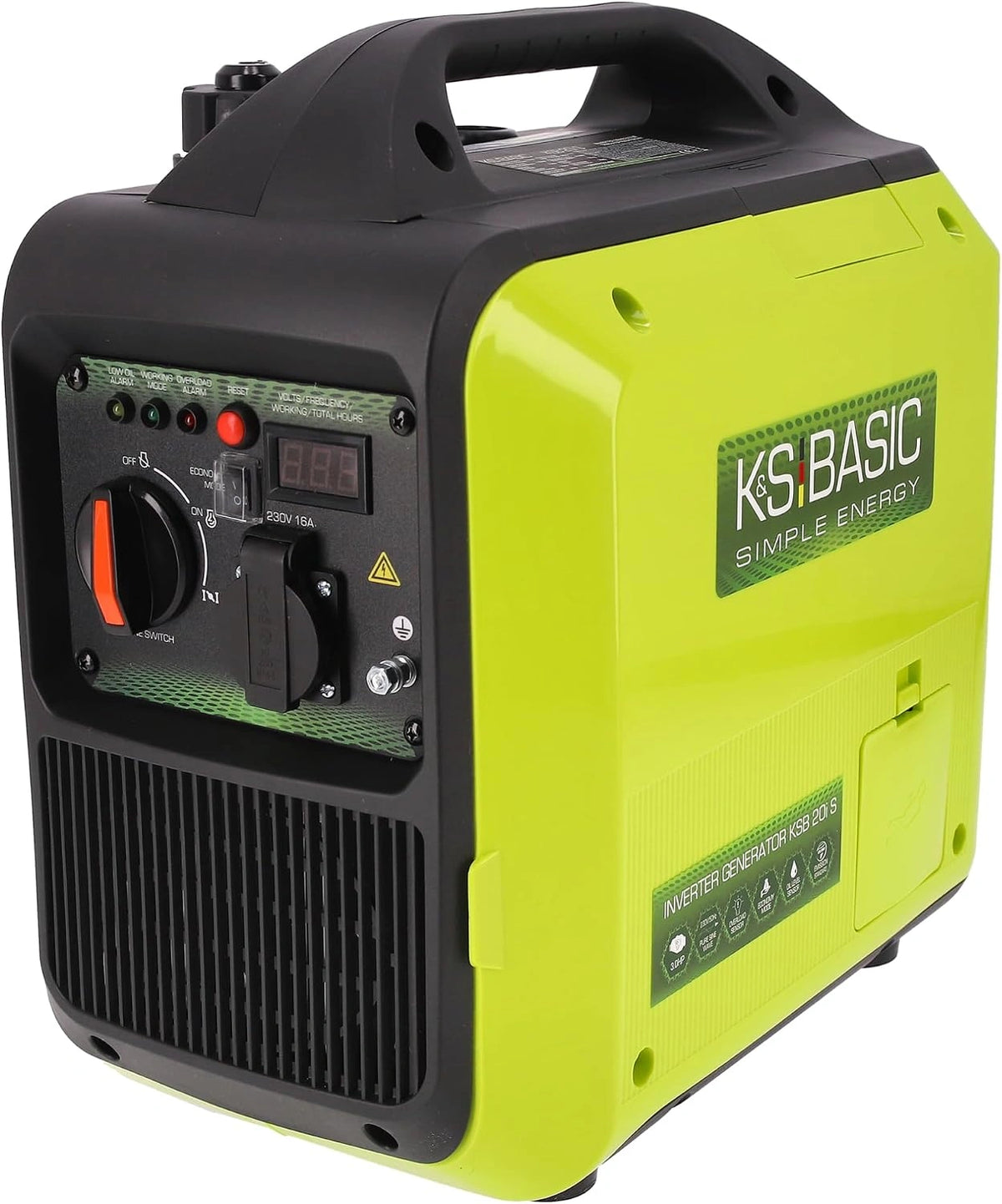 K&S BASIC KSB 20i S inverter-generator 2000 W, stroomgenerator benzine, zwart