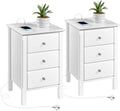 Yaheetech Nachtkastje, set van 2, met laadstation, 3 laden, bijzettafel, boxspringbed, nachtkastje, banktafel voor slaapkamer/woonkamer, wit