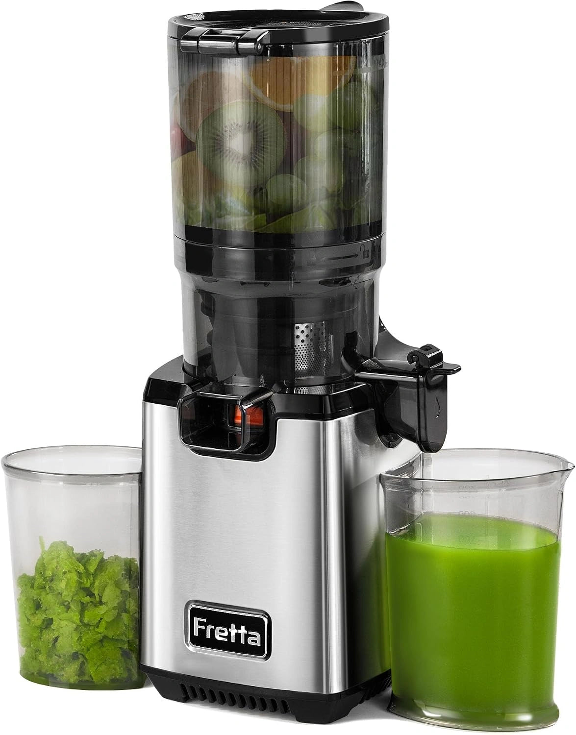 Fretta sapcentrifuge Slow sapcentrifuge, citruspers voor groenten en fruit, 135 mm opening en 1,8 l sapcentrifuge, met omkeerfunctie
