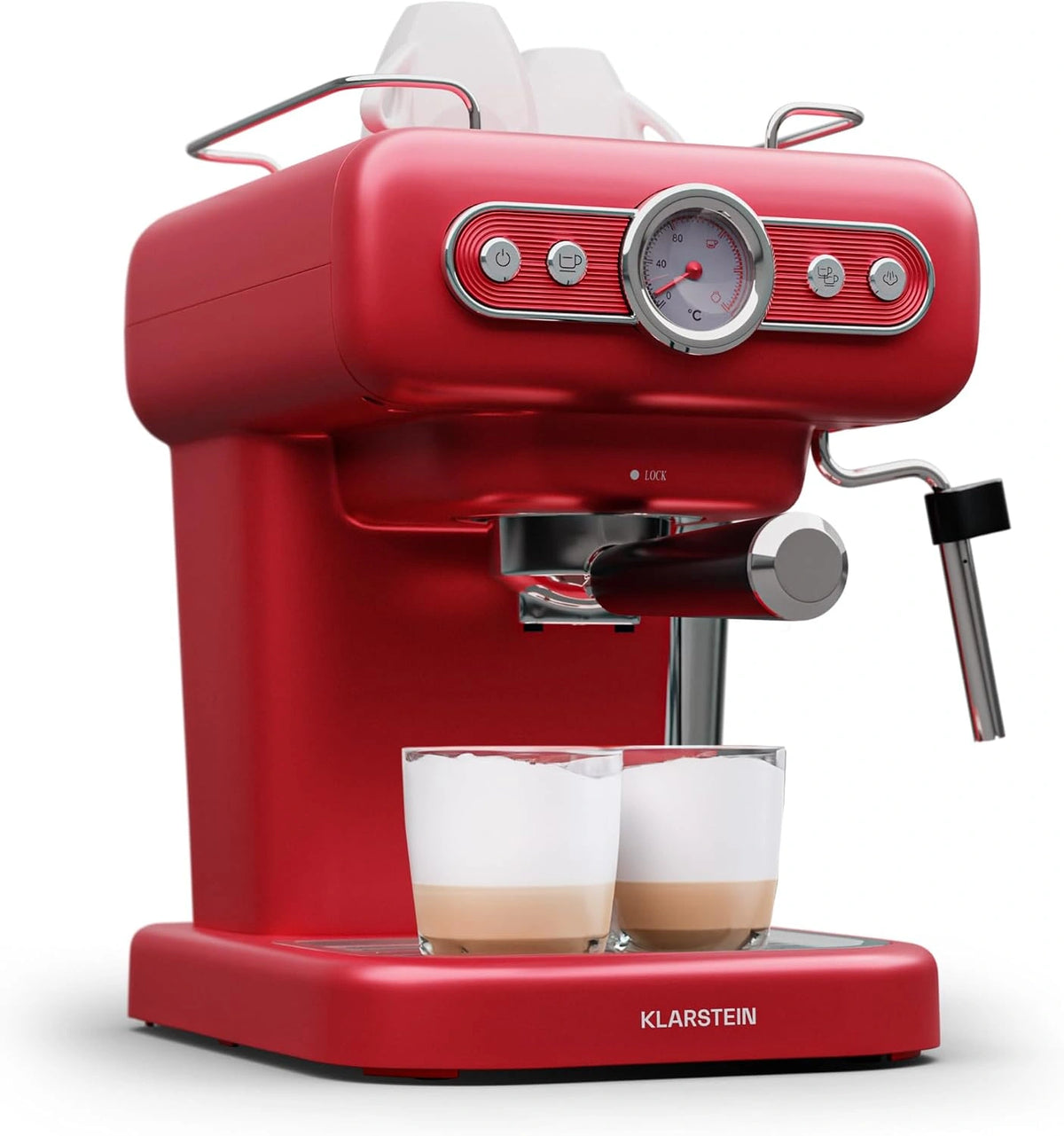 Klarstein espressomachine met melkschuimer, 1,2 liter retro mini-espressomachine met portafilter, 950 watt kleine koffiemachine
