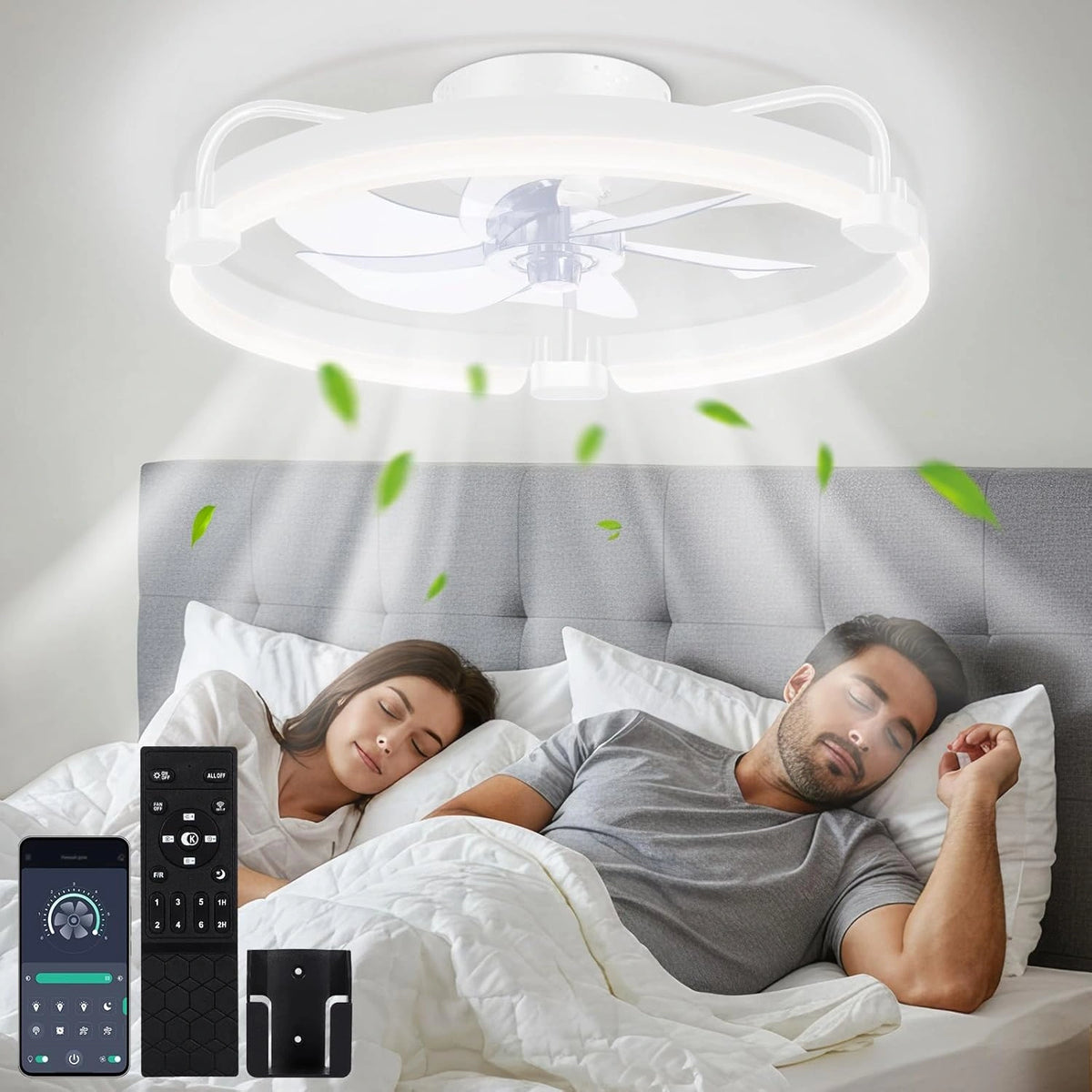 OUTON Deckenventilator met Beleuchtung en Fernbedienung, 3 Farbtemperatur, zilver