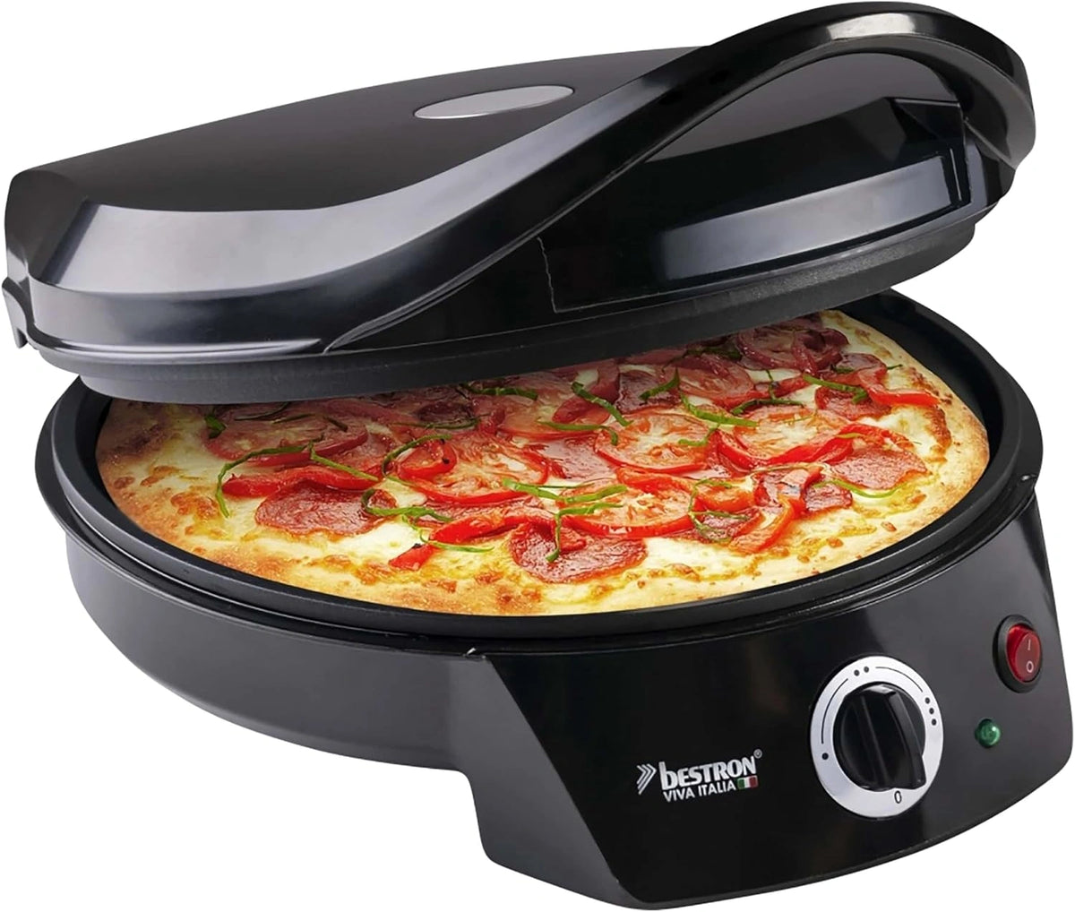 Bestron APZ400Z Pizzaoven tot max. 230 °C, Pizzamaker met boven-/ onderwarmte, voor zelfgemaakte of diepvriespizza's, tarte flambée
