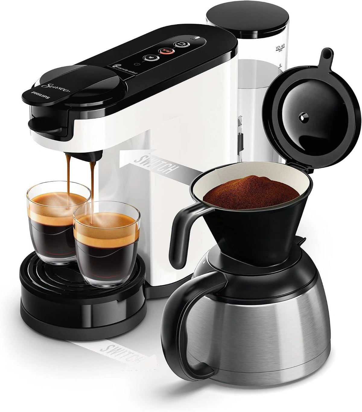 Philips Senseo Switch 2-in-1 Koffiezetapparaat, Thermoskan, Wit