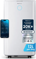 Pro Breeze 12 L/Dag WiFi Luchtontvochtiger met Smart App, Automatische Vochtigheidssensor, 24-Uurs Timer, Was droogstanden, 2 liter Watertank