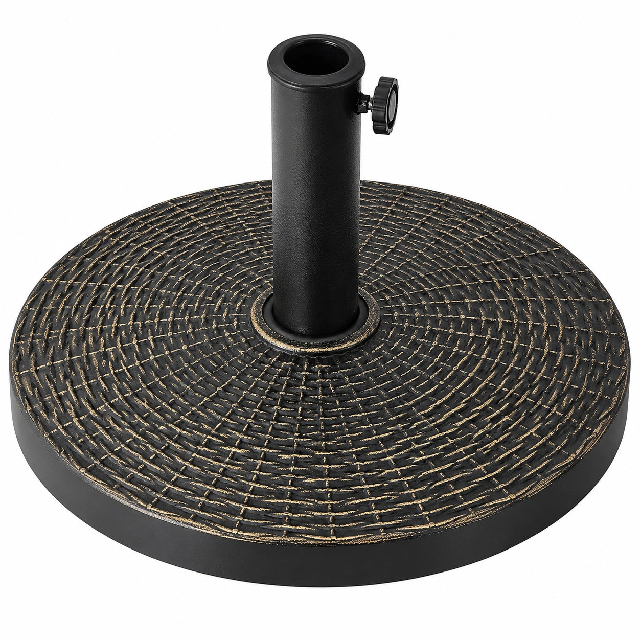 GOPLUS Runder Sonnenschirmständer aus Harz, passend für 38/48 mm Stangen, ideal für Terrasse, Pool, Garten, in Bronze