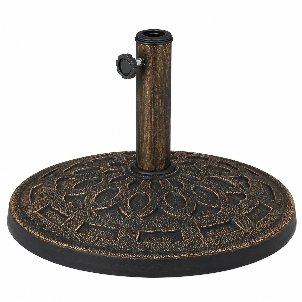 Antiker Sonnenschirmständer für Schirmstangen 34–48 mm, Ø 49 cm, Schwarz/Bronze